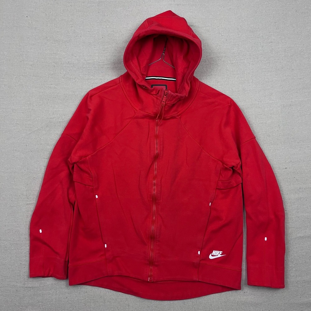 Nike Tech‎ Fleece Full Zip Hoodie Red Gym Athletic Womens Size M